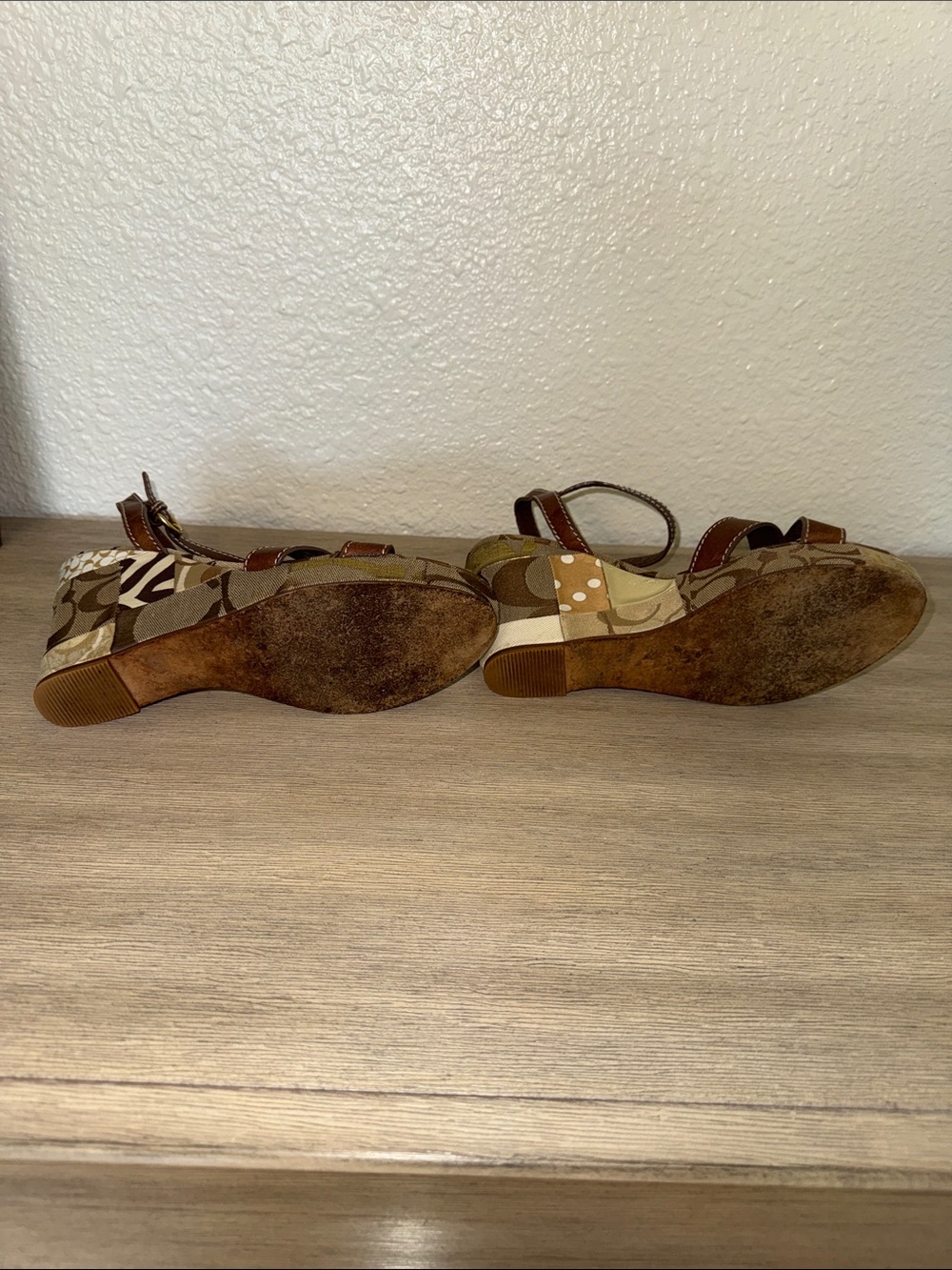 Coach Alina Holliday Patchwork Brown Leather Wedge Sandals Vintage 2006 - Picture 7 of 7